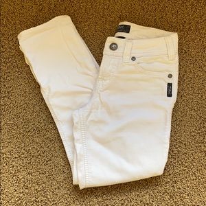 Silver White Cropped Jeans